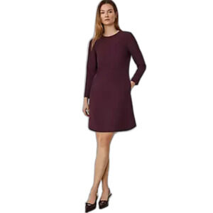 Loft Outlet | Purple Long Sleeve A Line Mini Dress Size XXS Petite New with Tag